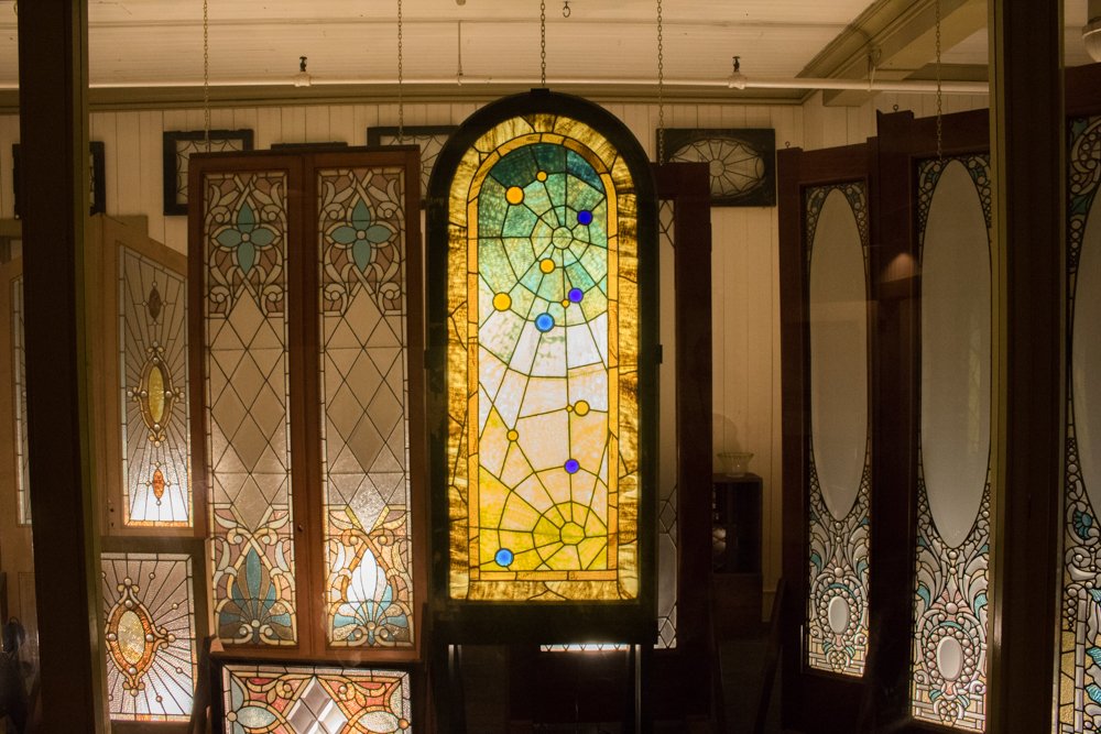 Stained Glass Spiderweb Window: Winchester Mystery House